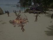 Wife having fun at beach party with cuckold 3D