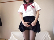 [OKP-060] 神パンスト 佐藤りこ 制服ロリ美少女の美脚を包んだ生ナマしいパンストを完全着衣でムレた足裏からつま先を味わい尽くす！ 【破解】 - 1of5